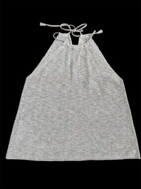 Tommy Bahama Medium Beige Knit halter top Braided Tie Closure Cotton Linen Beach